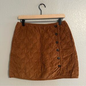 Madewell Corduroy Quilted Mini Skirt in Brown Warm Coffee Color Size 8